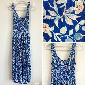 Faherty Blue Floral Sunseeker Ginger Sleeveless Midi Dress